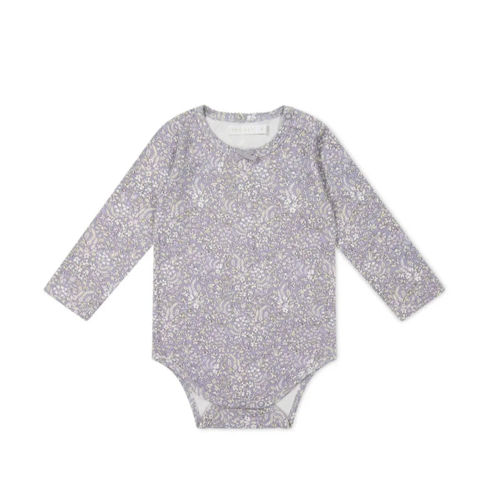 Organic Cotton Long Sleeve Bodysuit - April Lilac