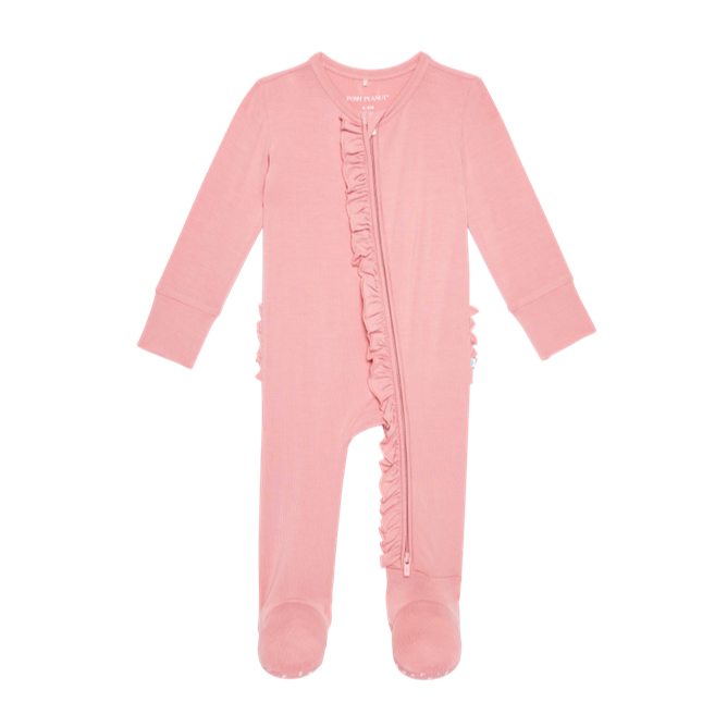 Autumn Blush Footie Ruffled Zippered One Piece