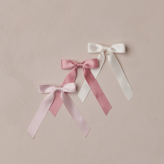 Satin Ribbon Bows - Ivory, Rose, Raspberry