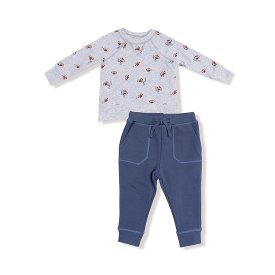 Football Field Goal French Terry Sport Raglan Sweatshirt & Jogger Set