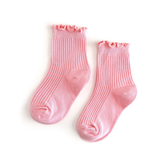 Blossom Ribbed Lettuce Trim Midi Socks
