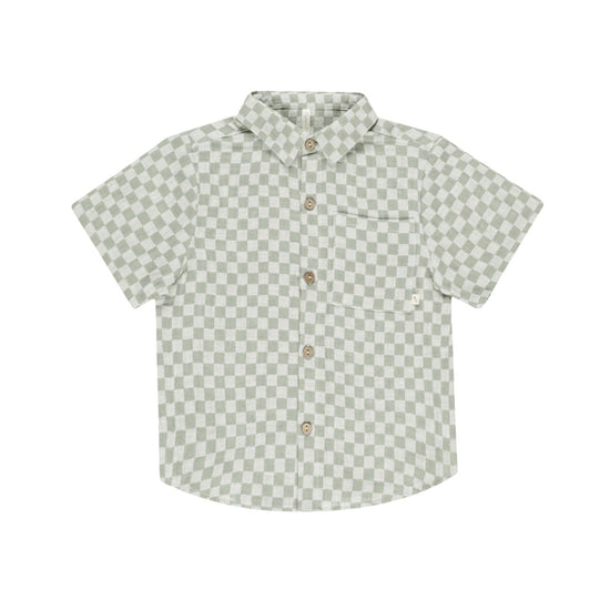 Collared Short Sleeve Shirt - Sage Check