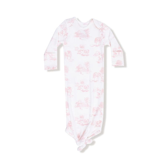 Farm Toile Pink Knotted Gown