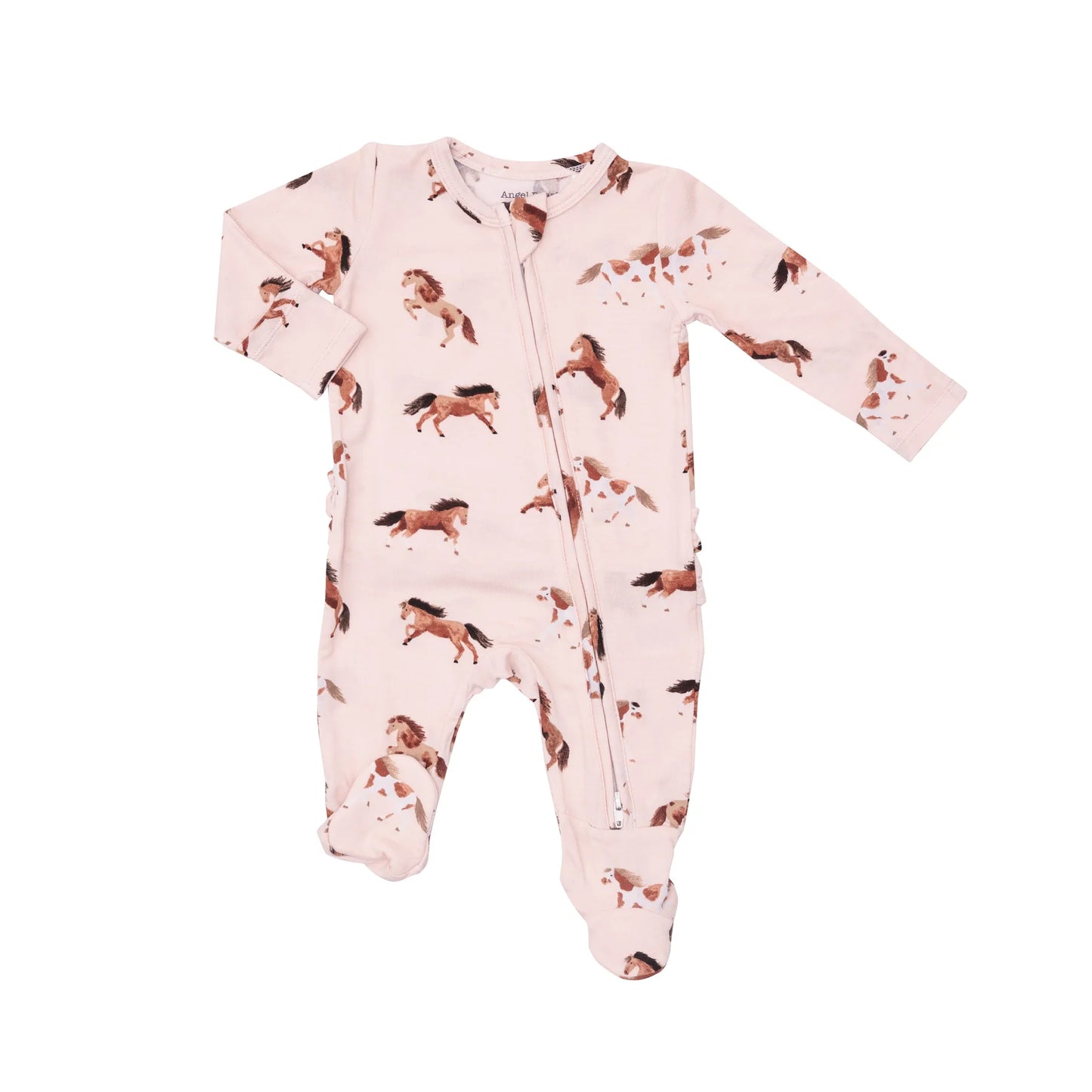 Pink Horses Zipper Footie