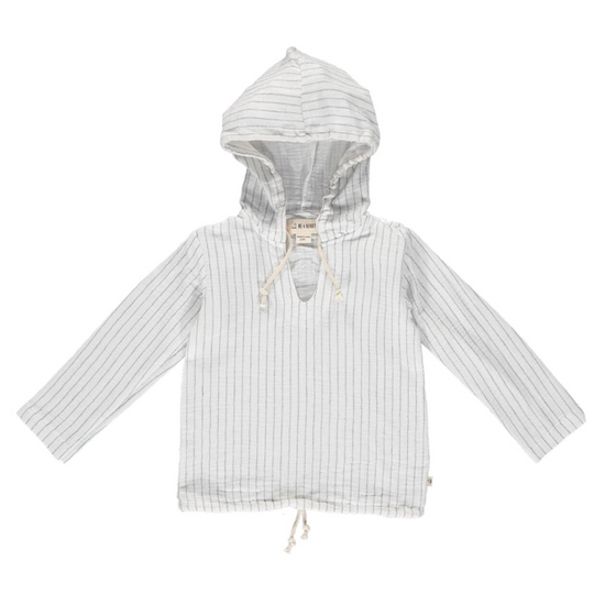 St. Ives Gauze Hooded Top - White Stripe