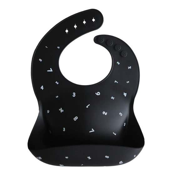Silicone Baby Bib - Numbers Black