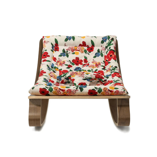 Baby Rocker LEVO Baby Rocker in Walnut with Hibiscus Cushion