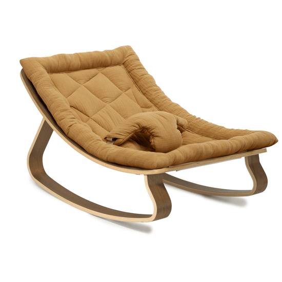 Baby Rocker LEVO in Walnut with Camel Cushion