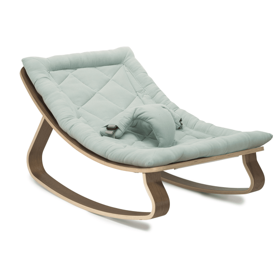 Baby Rocker LEVO in Walnut with Organic Farrow Cushion