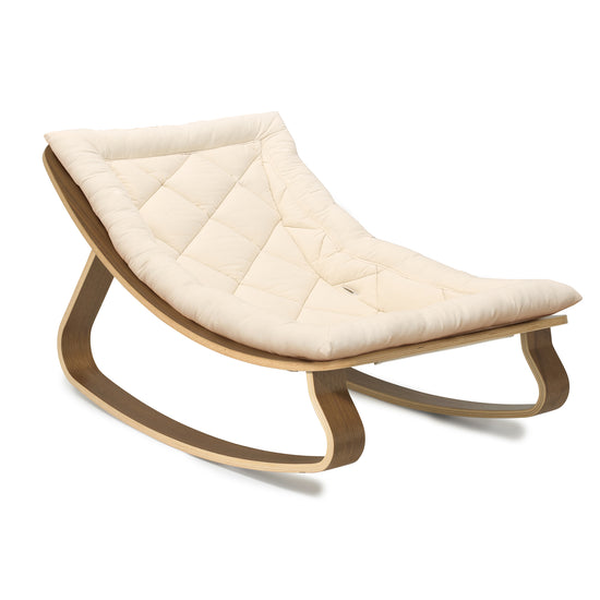 Baby Rocker LEVO in Walnut with Organic White Cushion