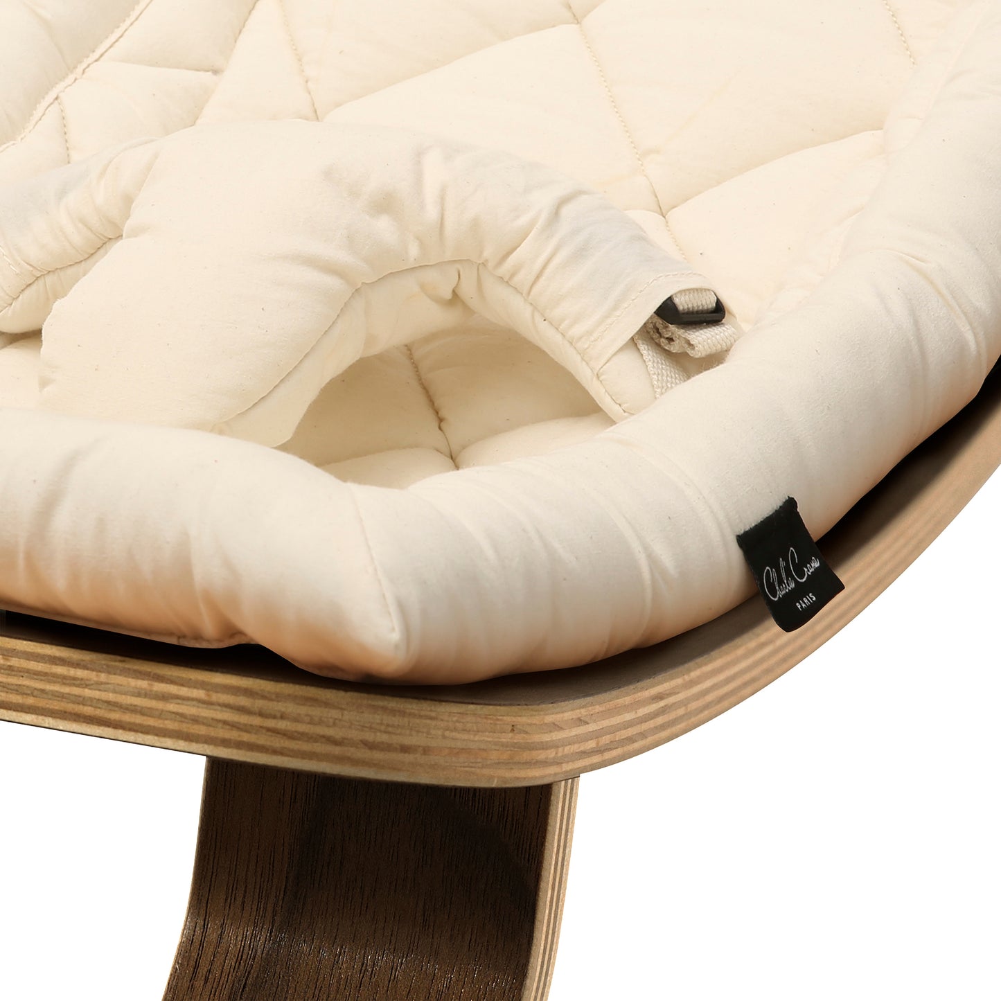 Baby Rocker LEVO in Walnut with Organic White Cushion