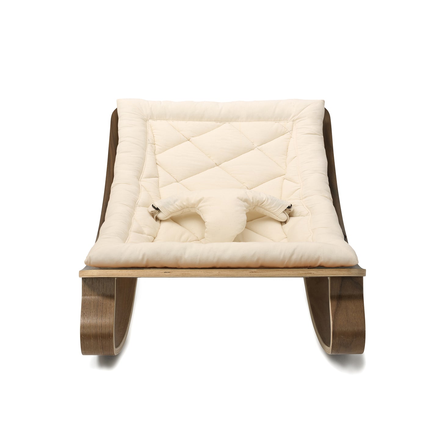 Baby Rocker LEVO in Walnut with Organic White Cushion