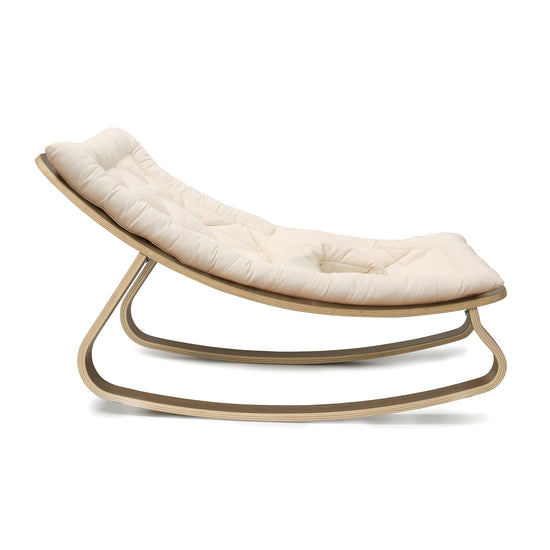 Baby Rocker LEVO in Walnut with Organic White Cushion