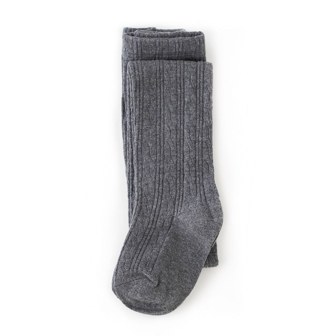 Cable Knit Tights - Charcoal Grey