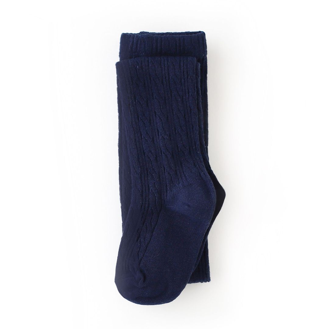 Cable Knit Tights - Navy