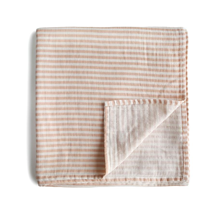 Muslin Swaddle Blanket Organic Cotton - Natural Stripe