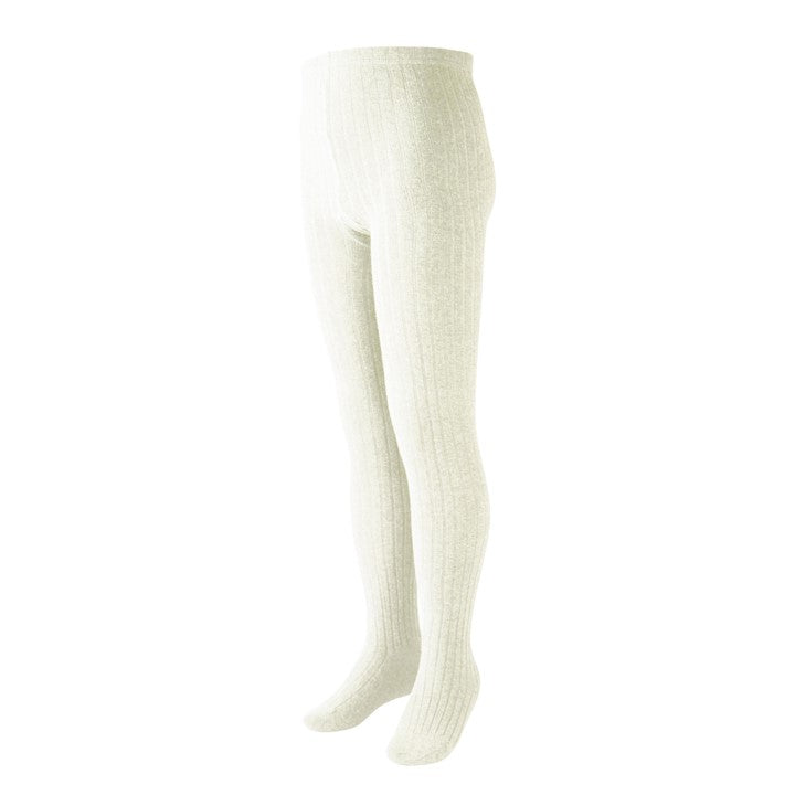 Ribbed Cotton Tights - Ivory