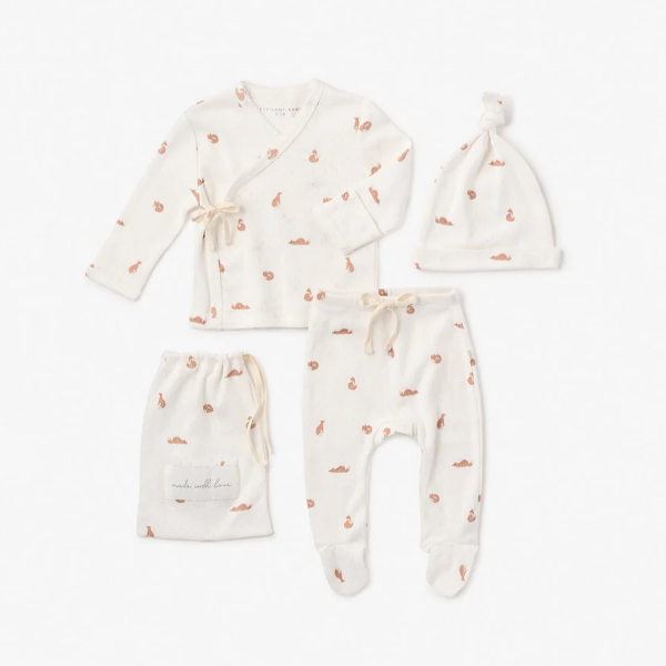 Fox Organic Ribbed Cotton Layette Set