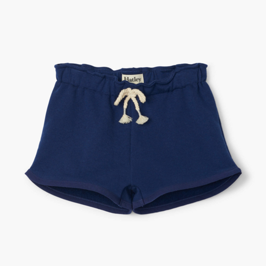 Navy French Terry Paper Bag Shorts