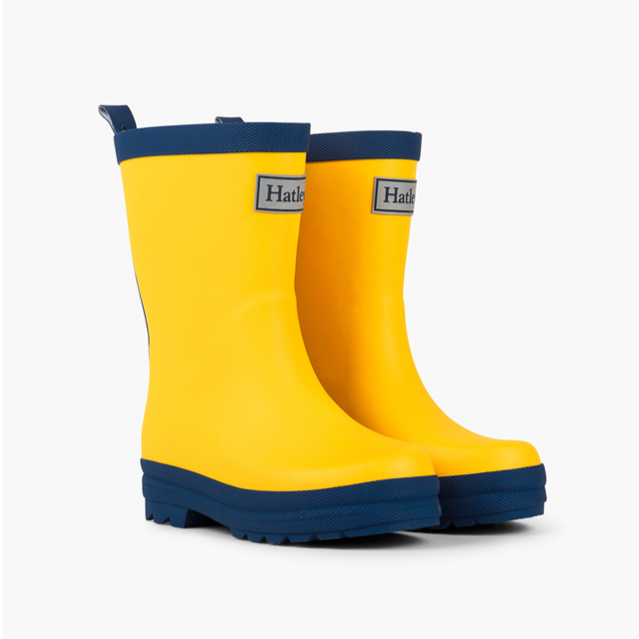 Yellow & Blue Matte Rain Boots