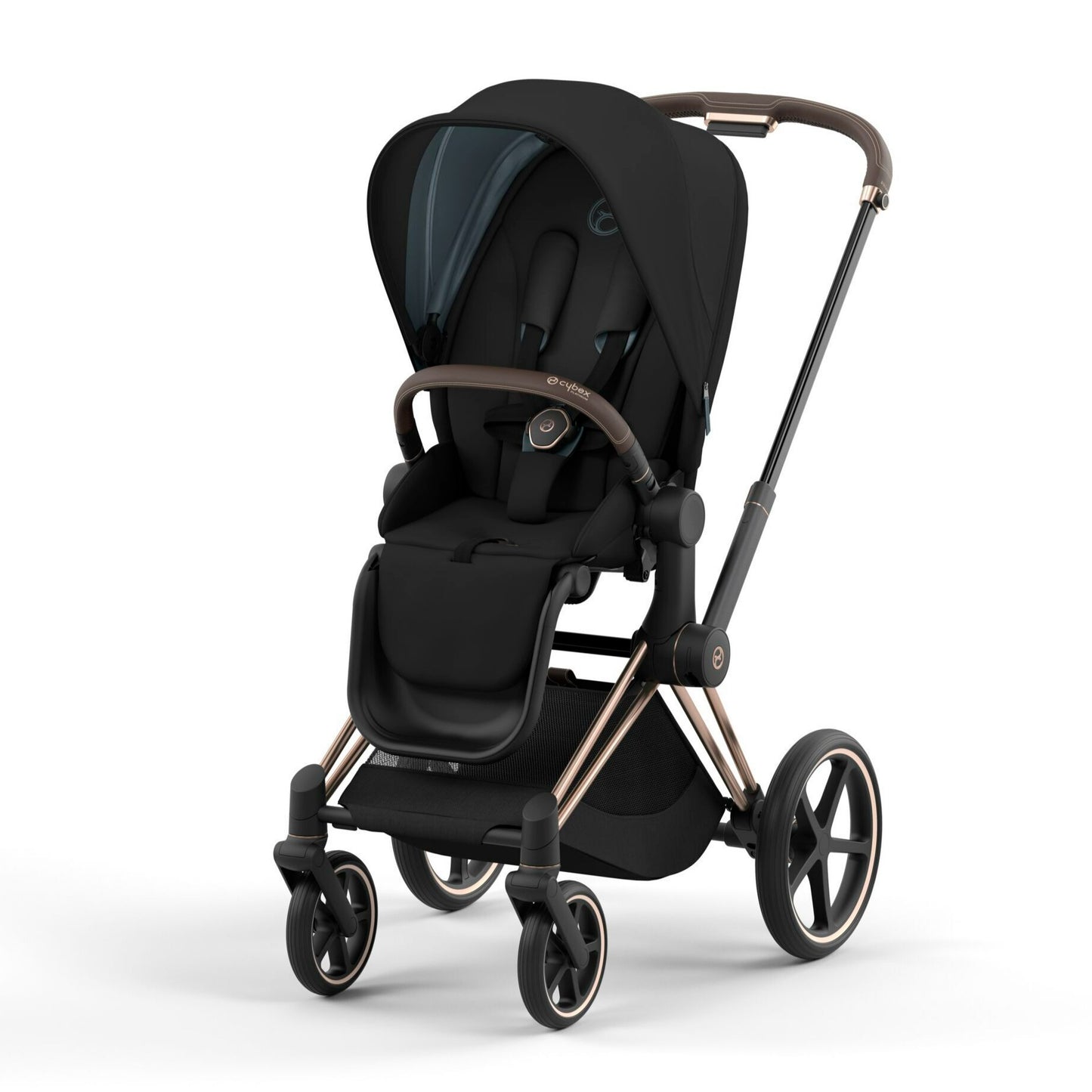 Priam Stroller - Rose Gold Frame & Deep Black Seat Pack