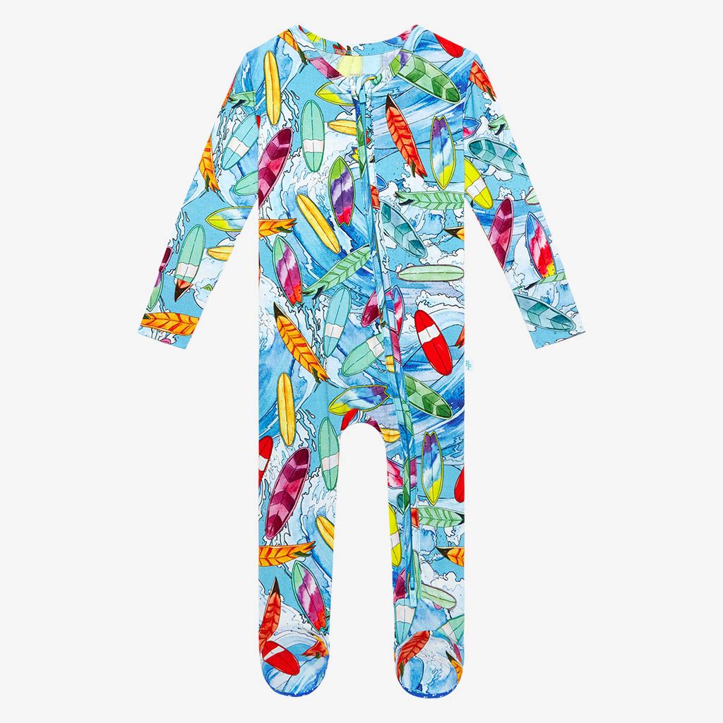 Wave Footie Zippered One Piece