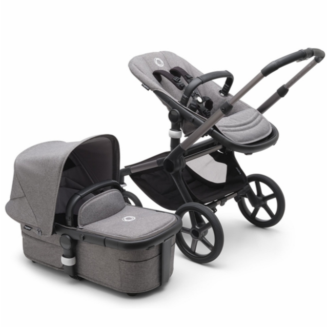 Fox 5 Stroller & Bassinet - Grey Mélange, Grey Mélange & Graphite Frame