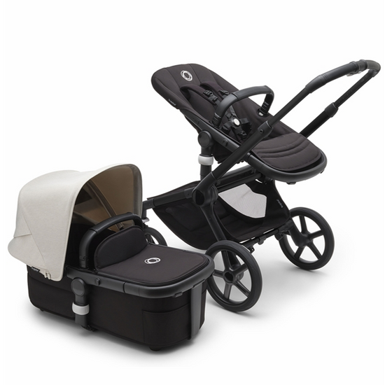 Fox 5 Stroller & Bassinet - Misty White, Midnight Black & Black Frame