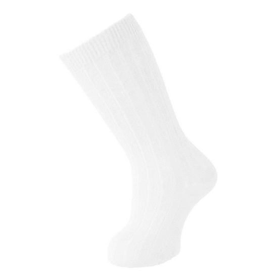 Ribbed Cotton Knee Socks - White