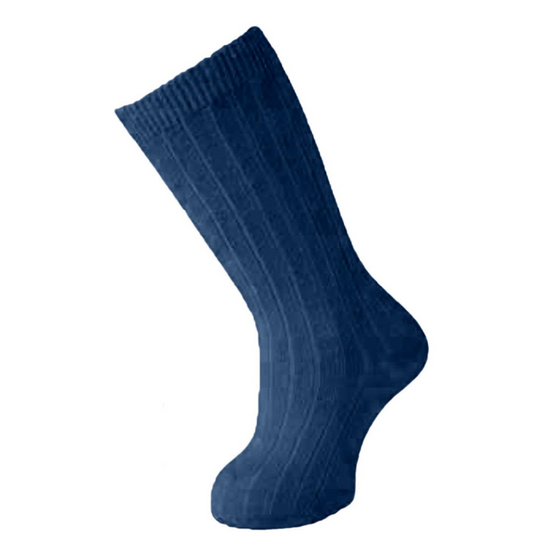 Ribbed Cotton Knee Socks - Navy